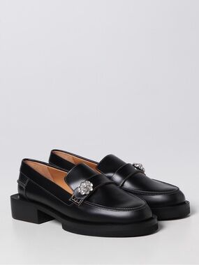 Ganni Black Embellished Leather Loafers